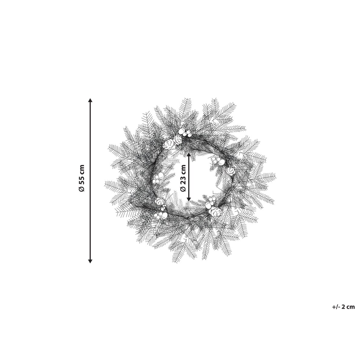Ośnieżony wianek świąteczny ze światełkami ⌀ 55 cm biały WHITEHORN