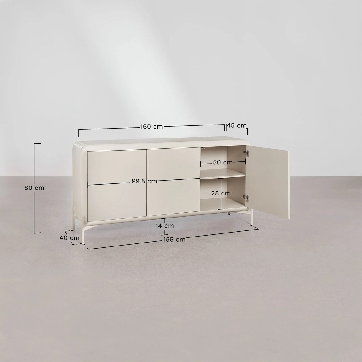 Komoda z płyty MDF błyszcząca Alazne 160x45 cm miętowa