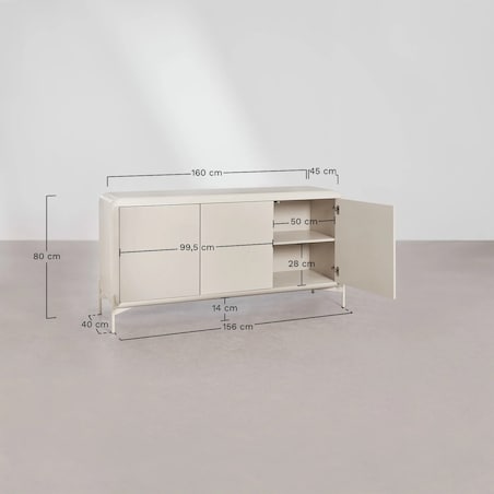 Komoda z płyty MDF błyszcząca Alazne 160x45 cm miętowa