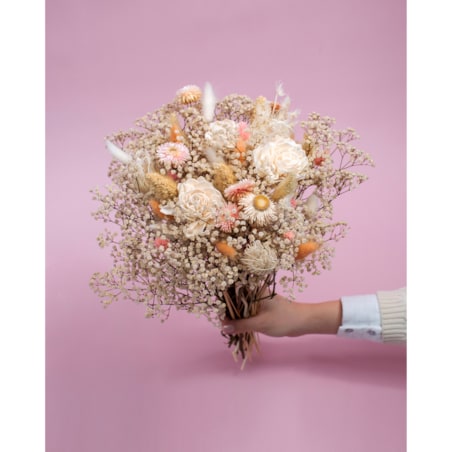 Bukiet suszonych kwiatów Serenita - gipsówka, setaria, kocanka