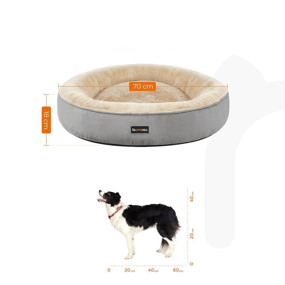 Legowisko dla psa w kształcie pączka Ø 70 cm, Jasny szary