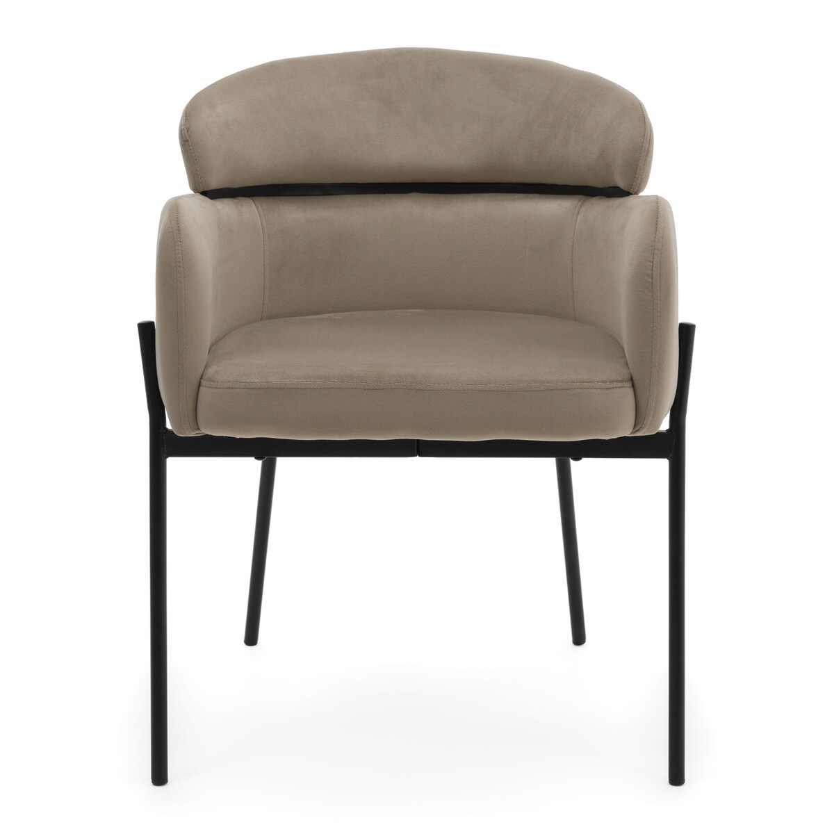 Krzesło tapicerowane welurowe do salonu BOLZANO ciemnobeżowe