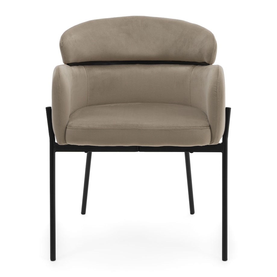 Krzesło tapicerowane welurowe do salonu BOLZANO ciemnobeżowe