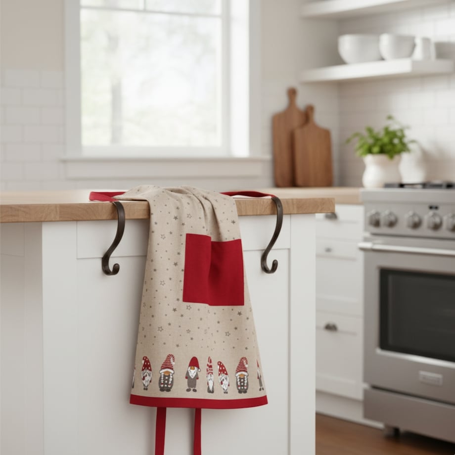 Bawełniany fartuch kuchenny z motywem świątecznym, 84 x 60 cm