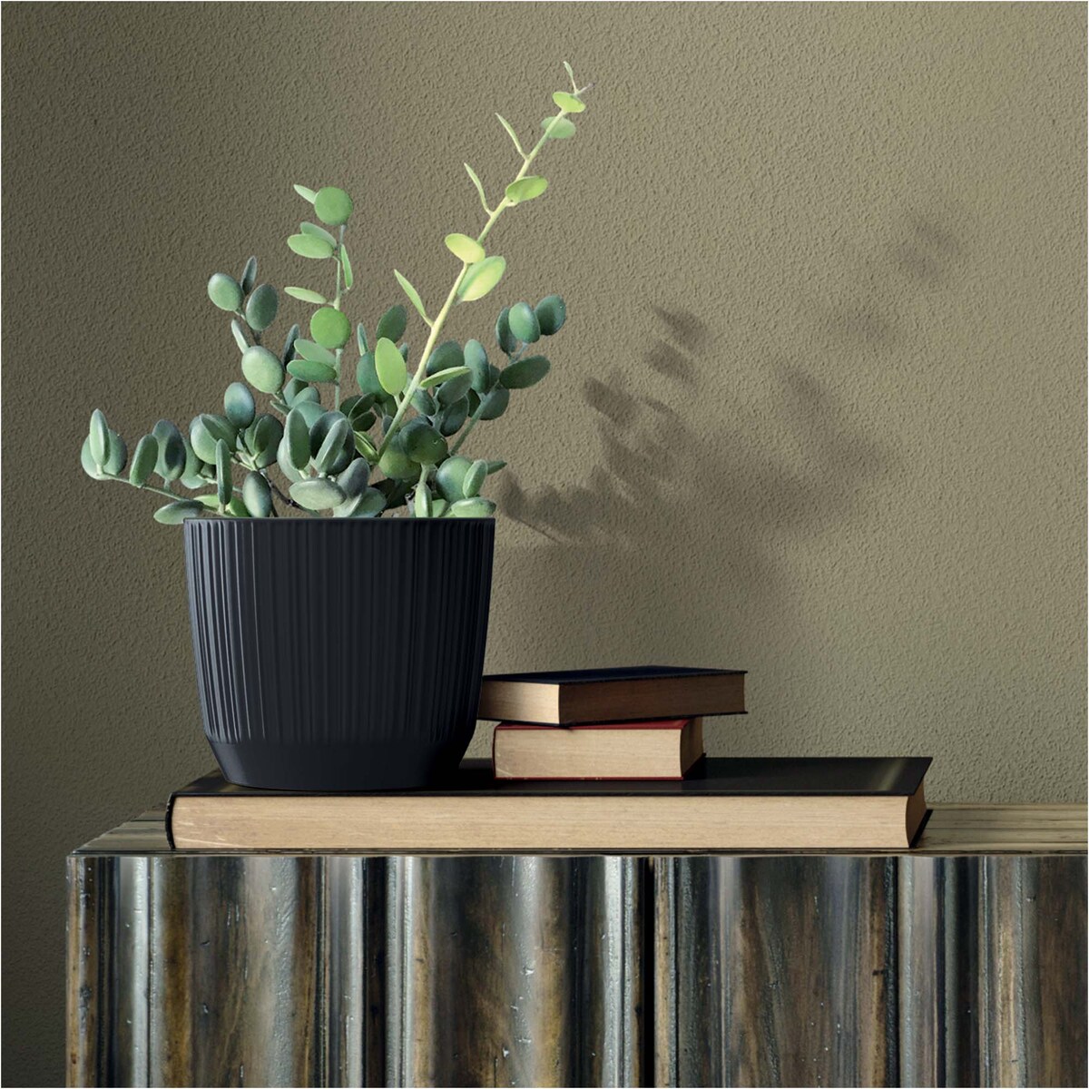 Doniczka Osłonka Domowa 12,6 Cm Ryfo Na Stół Parapet Do Domu Antracytowa