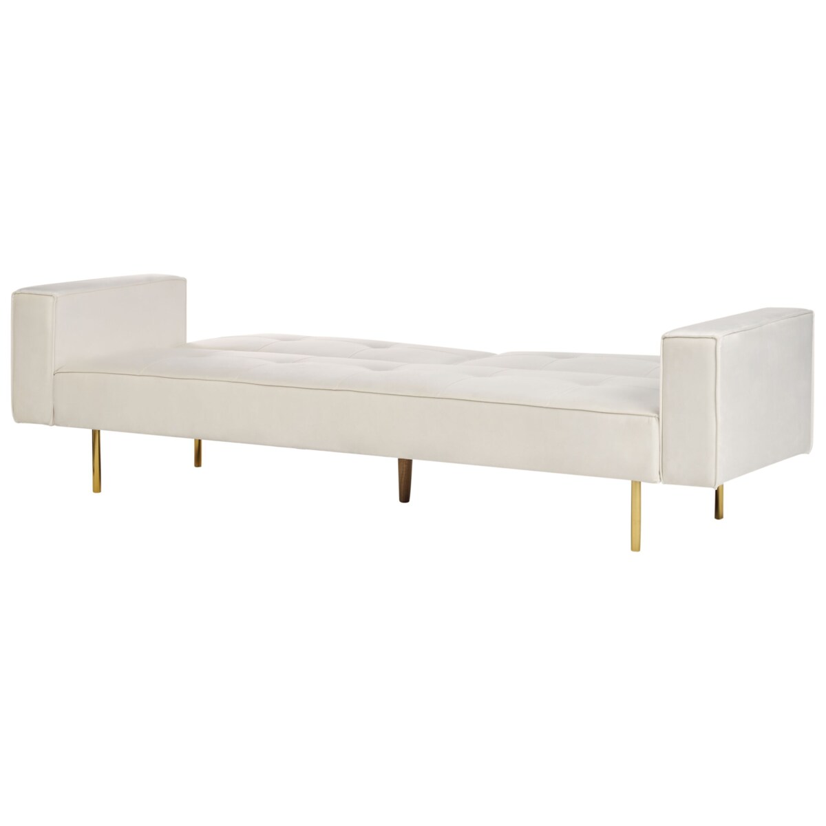 Sofa rozkładana welurowa złamana biel VISNES