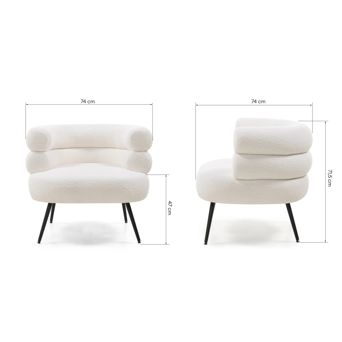 Fotel ecru na metalowych nóżkach Hensa