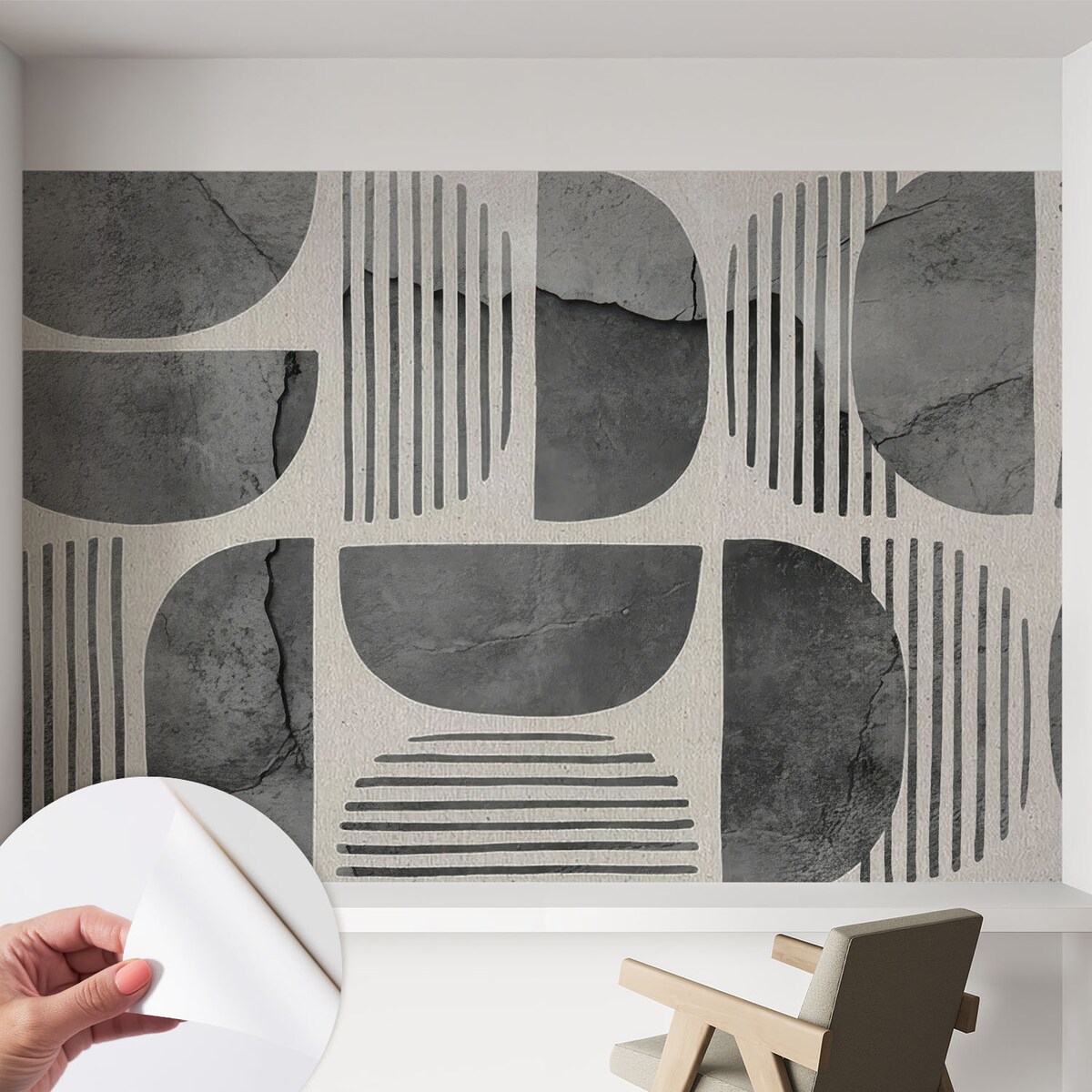 Fototapeta samoprzylepna 152x104 cm - Kształty geometryczne, tapeta ścienna szara