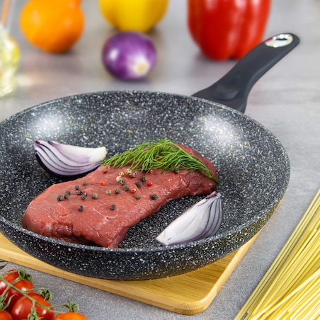 Patelnia granitowa z pokrywką 26cm indukcja gaz KLAUSBERG Marmo Gold