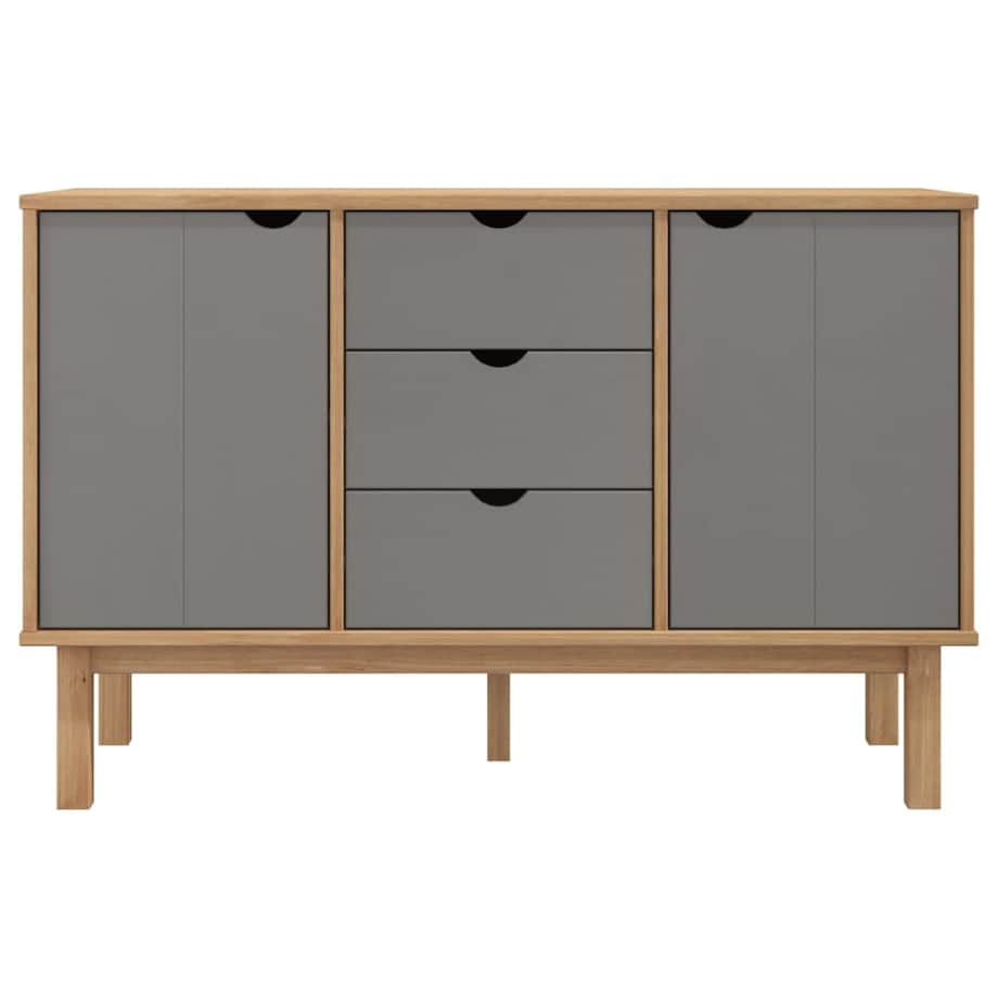 vidaXL Szafka OTTA, brązowo-szara, 113,5x43x73 cm, lita sosna