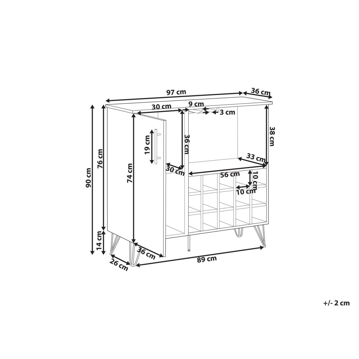 Szafka z półką na wino jasnobrązowa ELISTON