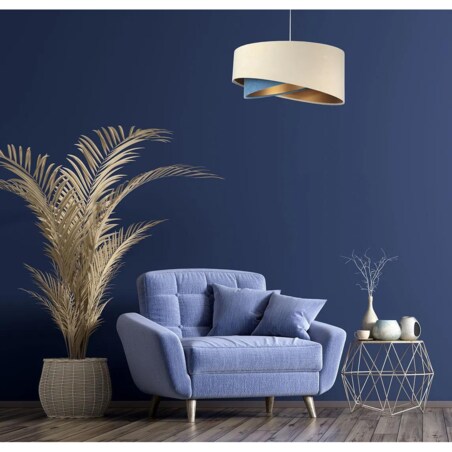 Lampa wisząca BEIGE beżowa/niebieska/złota