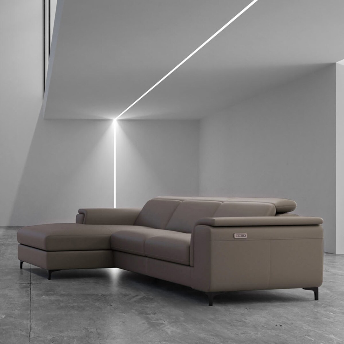 Sofa narożna Brito szara z funkcją relaksu