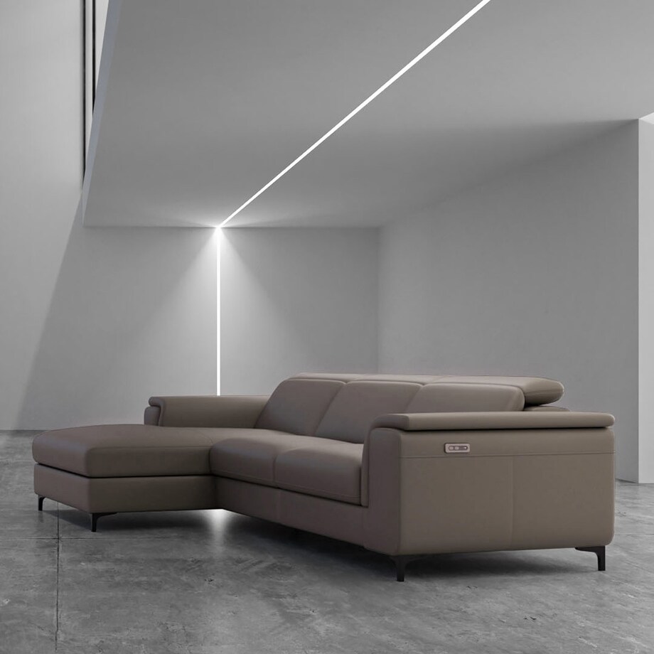 Sofa narożna Brito szara z funkcją relaksu