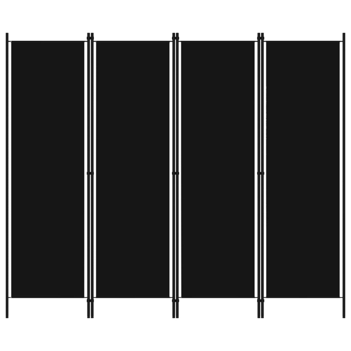 vidaXL Parawan 4-panelowy, czarny, 200 x 180 cm