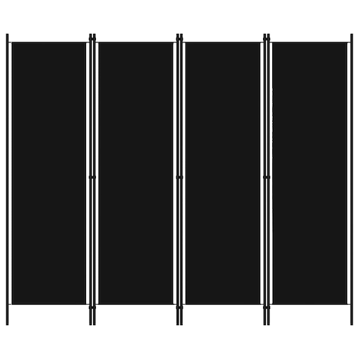 vidaXL Parawan 4-panelowy, czarny, 200 x 180 cm