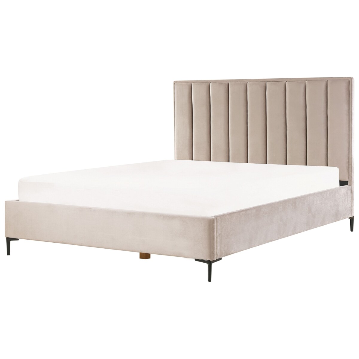 Łóżko z pojemnikiem welurowe 180 x 200 cm beżowoszare SEZANNE