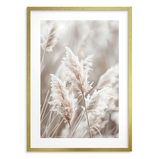Obraz Plakat na ścianę w Złotej ramie Ozdoba ścienna do salonu Boho Trawy