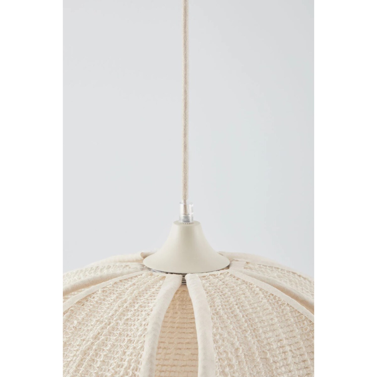 Lampa wisząca z lnu i bawełny, kremowa, Vidson Ø50 cm