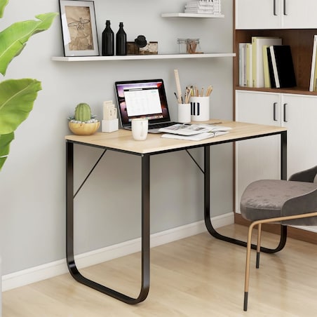 vidaXL Biurko komputerowe, czarno-dębowe, 110x60x73 cm, płyta wiórowa