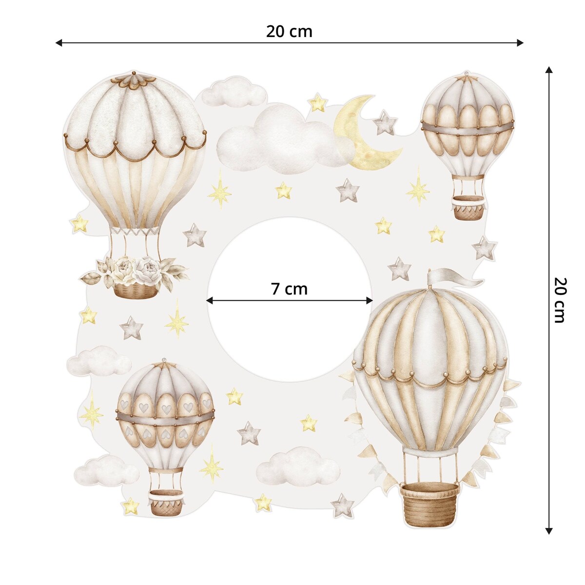Naklejka Pod Włącznik Do Pokoju Dziecięcego Balony Chmurki Gwiazdy Boho 20x20cm