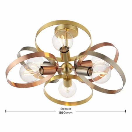 Lampa sufitowa do gabinetu Hoop 91935 Endon mosiądz miedziana nikiel