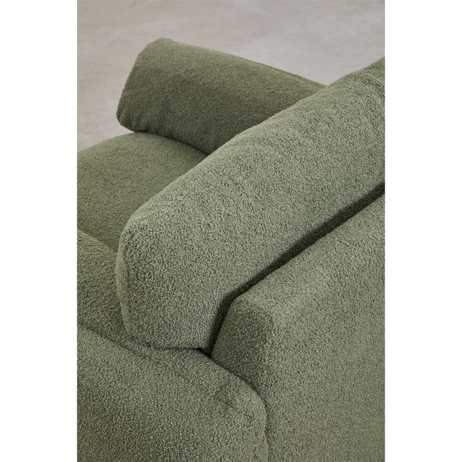 Fotel wypoczynkowy bouclé szałwiowo zielony Serra