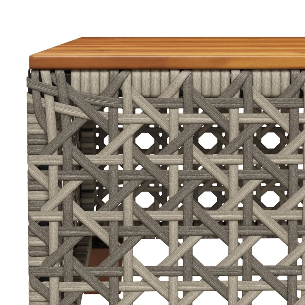 vidaXL Stolik ogrodowy, szary, 55x55x36 cm rattan PE i drewno akacjowe