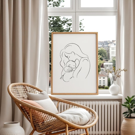 plakat line art mother with child 50x70 cm