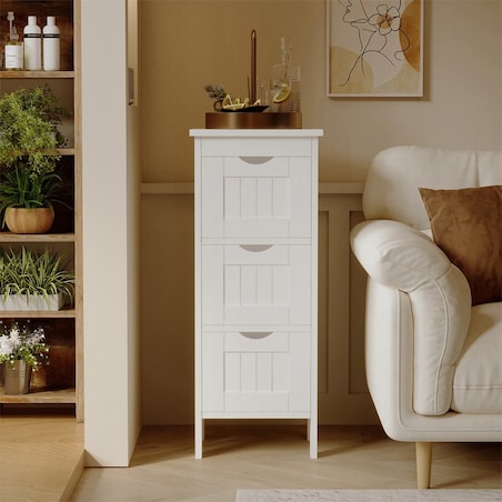 Regał łazienkowy wąska komoda z szufladami biała łazienki na ręczniki loft