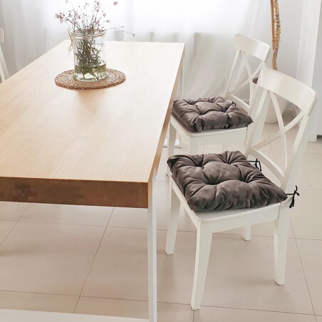 Zestaw 4 poduszek na krzesło/stołek, standard, 45x45 cm, Brąz