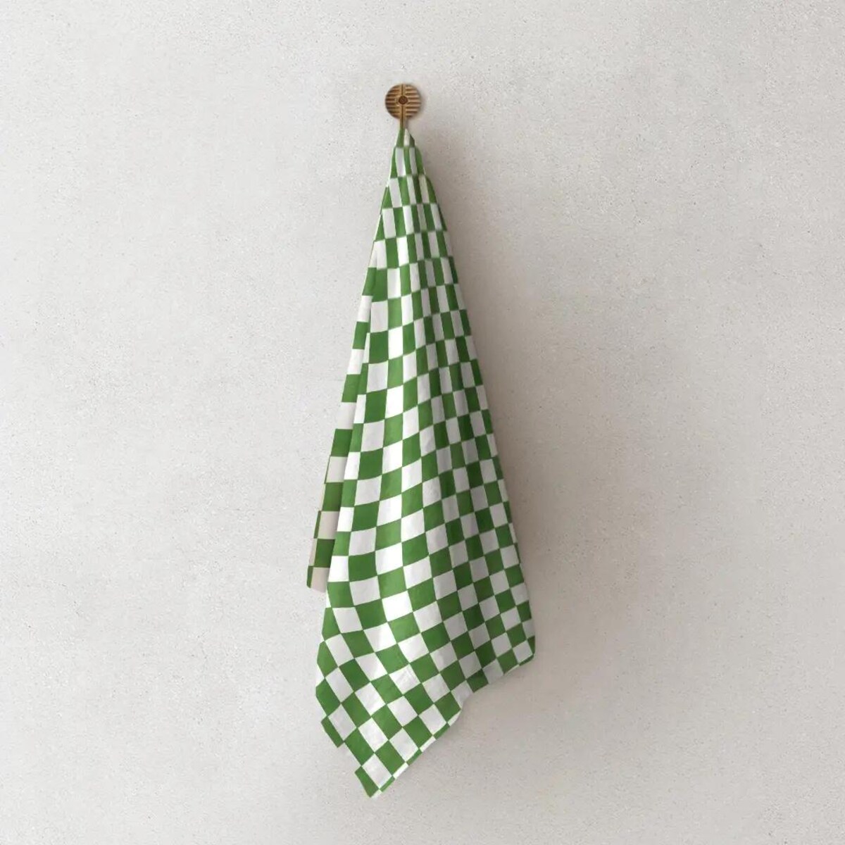 Lniany ręcznik kuchenny - zielona krata
