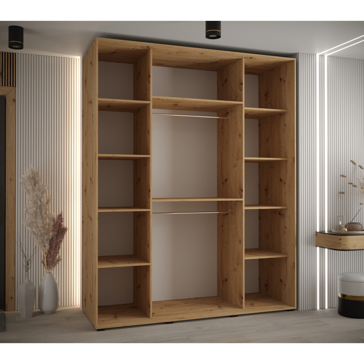 Szafa przesuwna Garderoba DAVOS 2 200 artisan/artisan/czarny