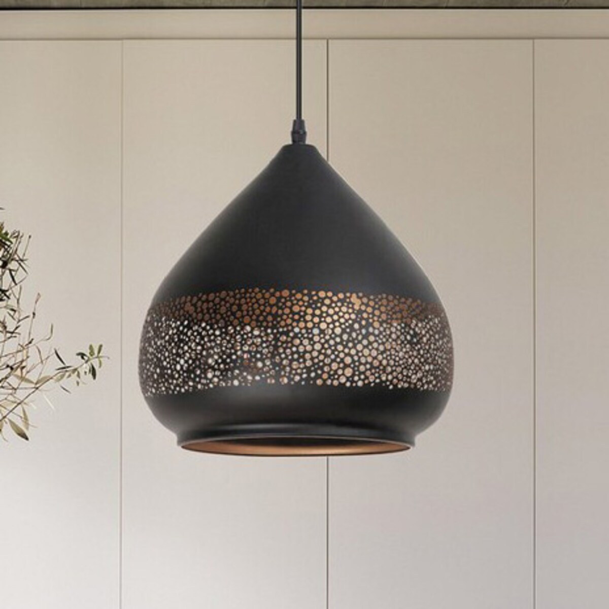 LAMPA wisząca KAIA 2278 Rabalux ażurowa OPRAWA orientalny zwis czarny złoty