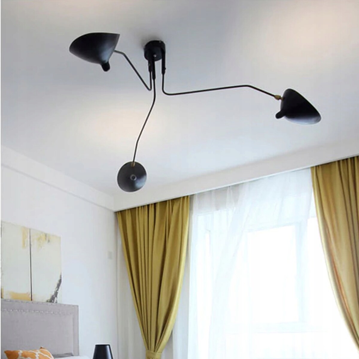 Lampa Sufitowa Wisząca Czarna 3 Ramienna Pająk Xxl
