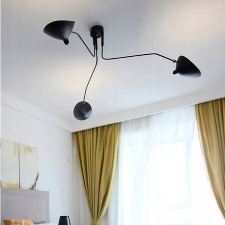Lampa Sufitowa Wisząca Czarna 3 Ramienna Pająk Xxl