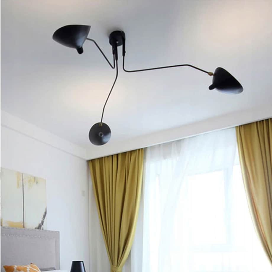 Lampa Sufitowa Wisząca Czarna 3 Ramienna Pająk Xxl