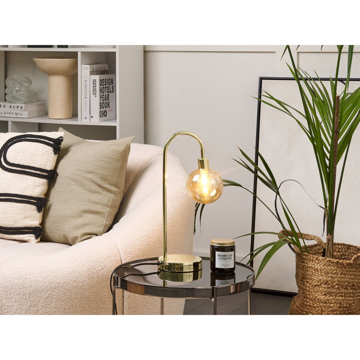 Lampa stołowa metalowa złota RAMIS