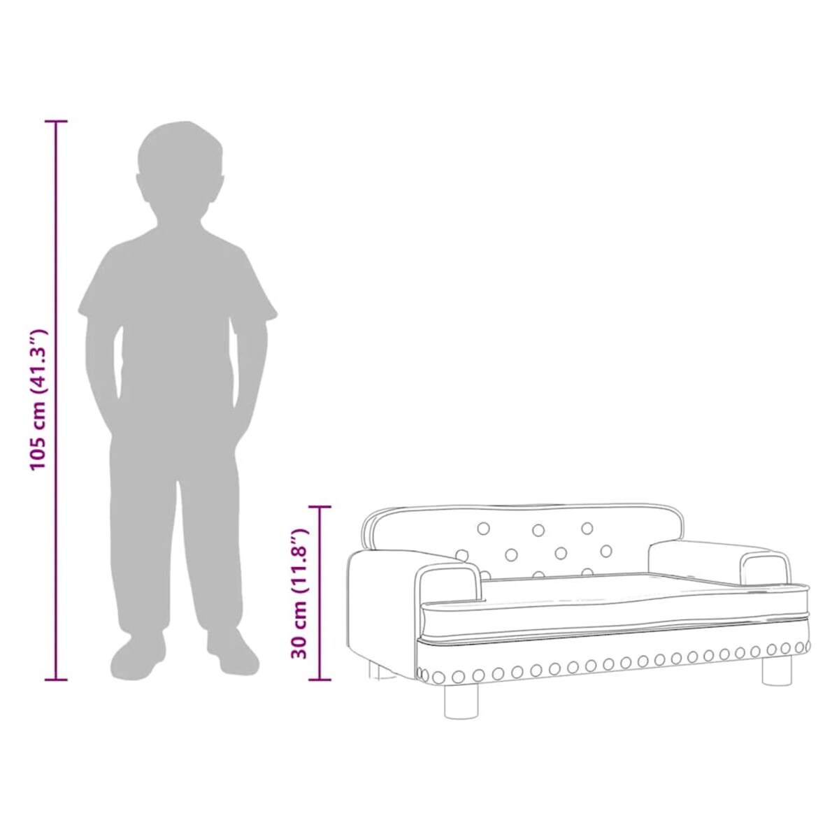 vidaXL Sofa dla dzieci, ciemnoszara, 70x45x30 cm, aksamit