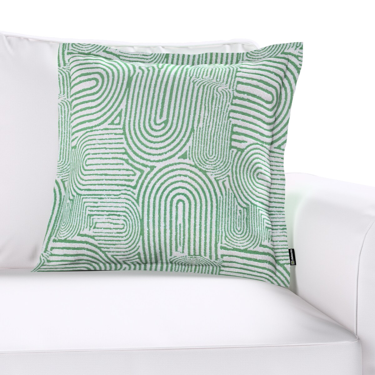 Poszewka Mona na poduszkę 45x45 miętowe łuki na kremowym tle
