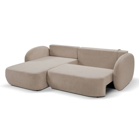 Nowoczesny narożnik rozkładany OLIVIO lewy - kolor cappuccino