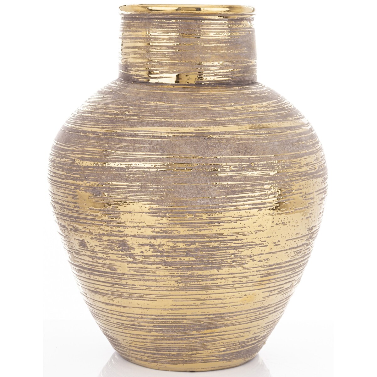 Wazon ceramiczny złoty, postarzany 35x26x26 cm JULITTA big