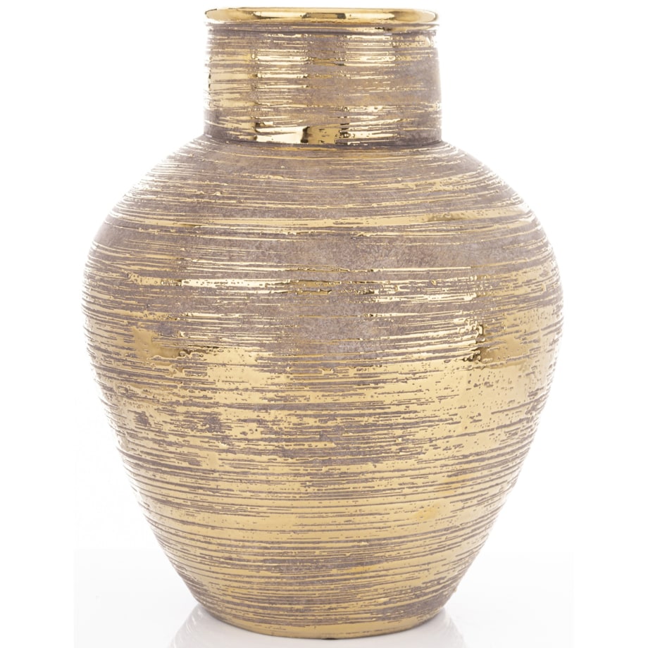 Wazon ceramiczny złoty, postarzany 35x26x26 cm JULITTA big