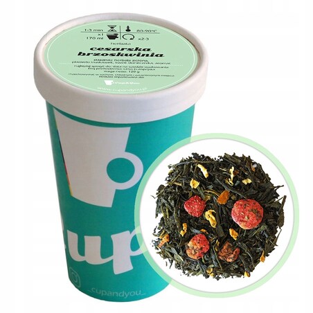 Herbata zielona CESARSKA BRZOSKWINIA kwiat słonecznika truskawki na prezent - herbata liściasta sypana mieszanka napar susz