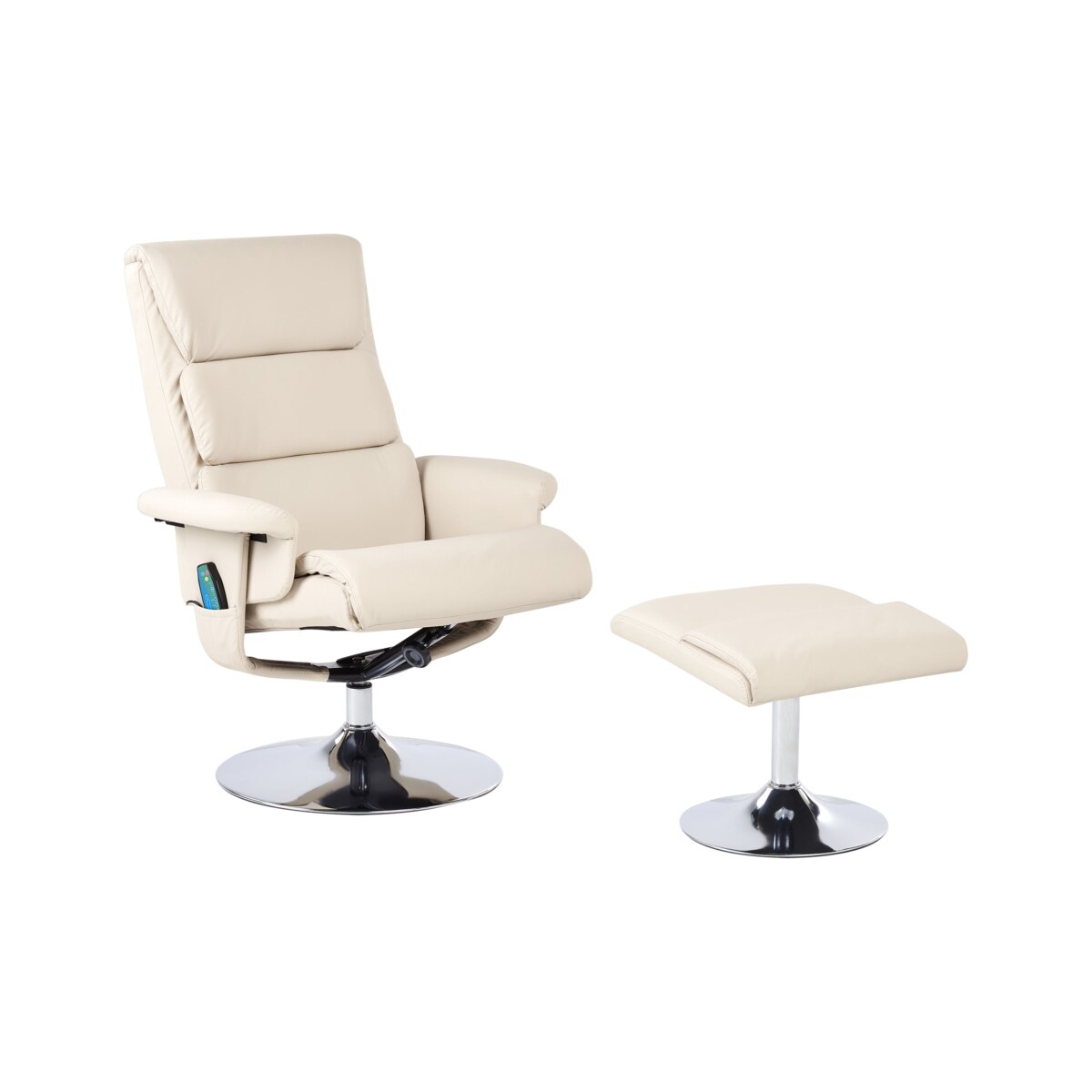 Rozkładany fotel LEGEND Z podnóżkiem Ekoskóra Jasnobeżowy