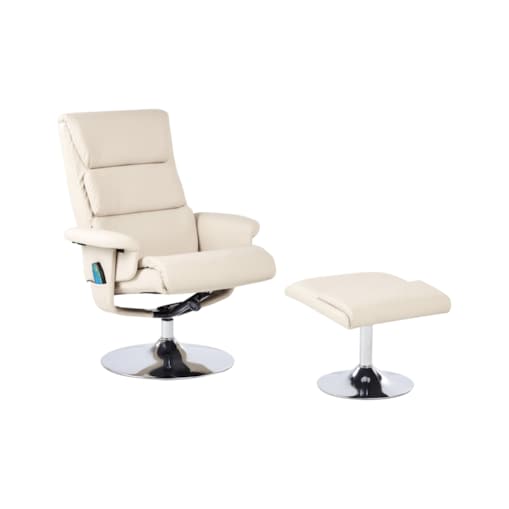 Rozkładany fotel LEGEND Z podnóżkiem Ekoskóra Jasnobeżowy