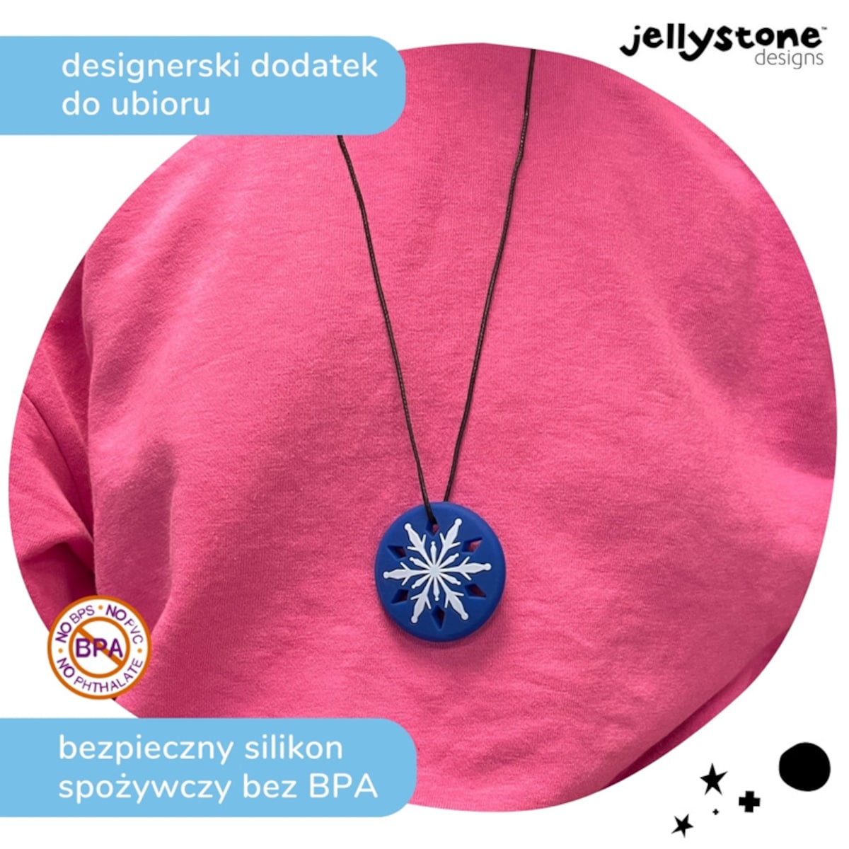 Wisiorek antystresowy Płatek śniegu granatowy Jellystone Designs