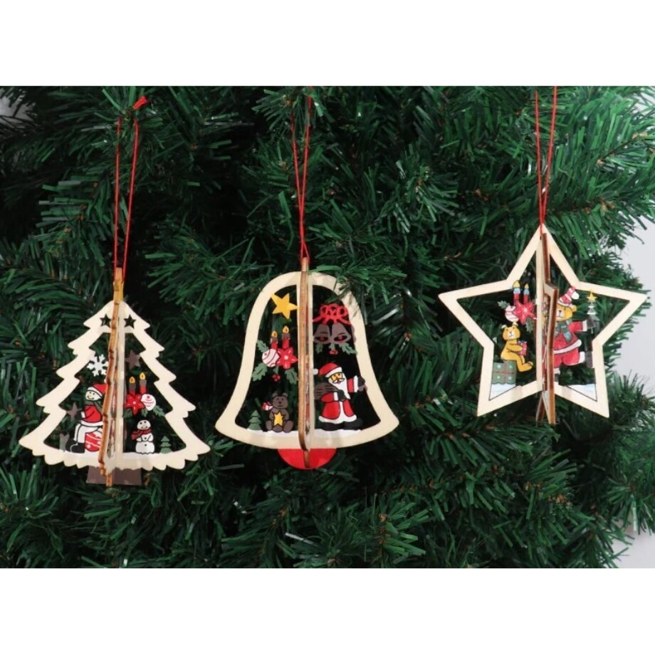 Bombki Na Choinkę Drewniane Ozdoba Do Stroika 1Szt