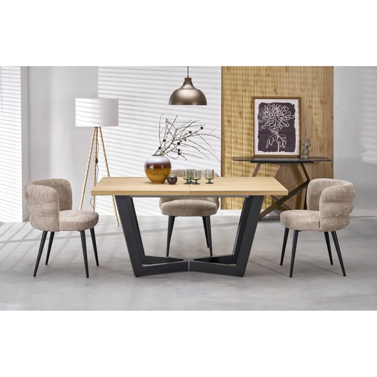 Stół rozkładany MASSIVE 2 160(250)x90 dąb naturalny/czarny