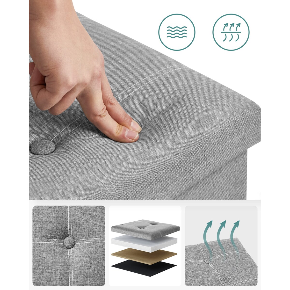 Pufa Siedzisko do sypialni pokoju przedpokoju Jasnoszary